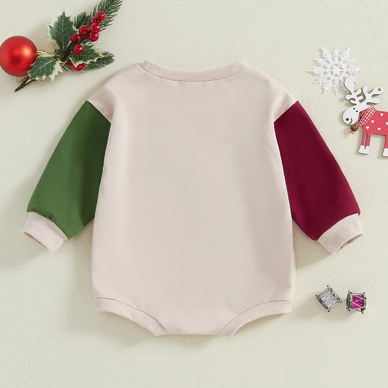 Christmas Newborn Baby Boys Girls Rompers Clothes 0-18M Long Sleeve Crewneck Xmas Tree Truck Embroidery Sweatshirts Jumpsuits