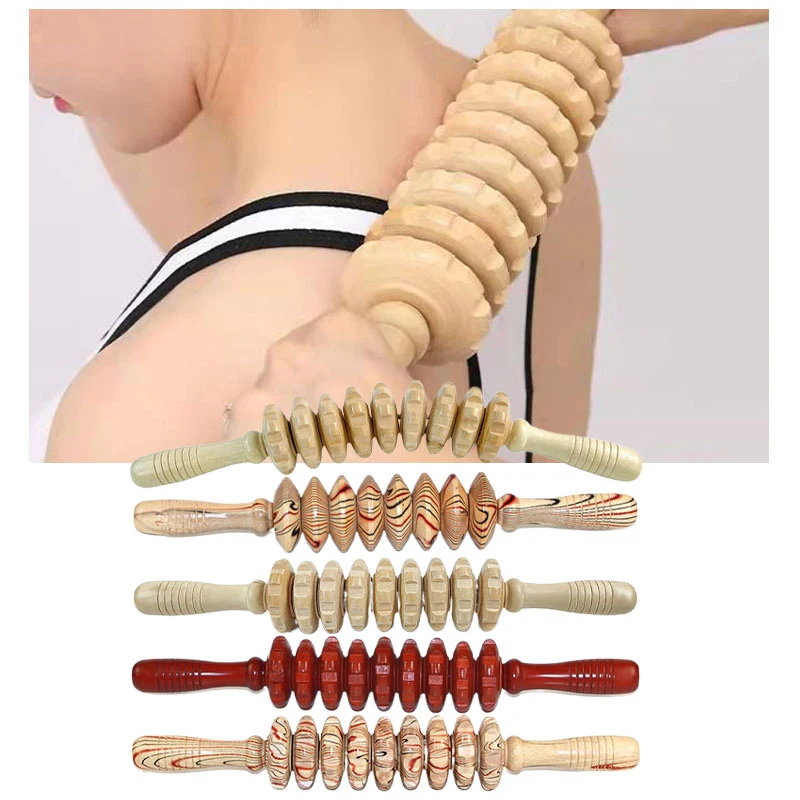 

Wood Therapy Rollers Handheld Massager Curved Designed Body Shaping Trigger Massage Stick For Therapy Muscle Relaxation