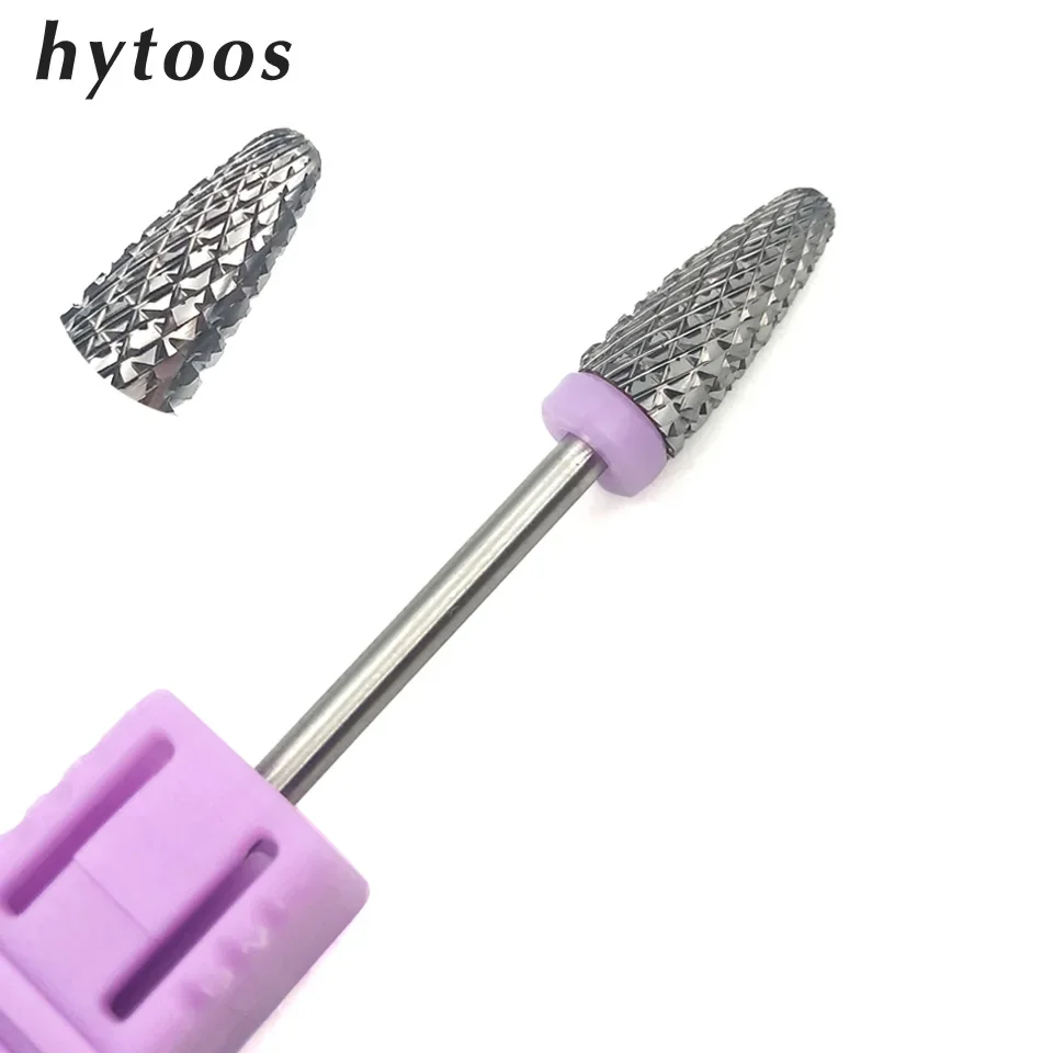 HYTOOS Cone Carbide Nail Drill Bits 3/32 Rotary Nail Burrs Milling Cutters for Manicure Drill Accessories Tools