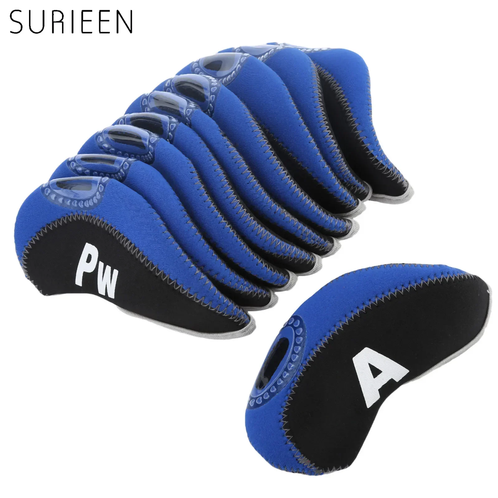 10Pcs Golf Head Cover Set Golf Club Iron Putter Covers Headcover Protector kit Golf Club Heads Accessories,3 4 5 6 7 8 9 PW SW A