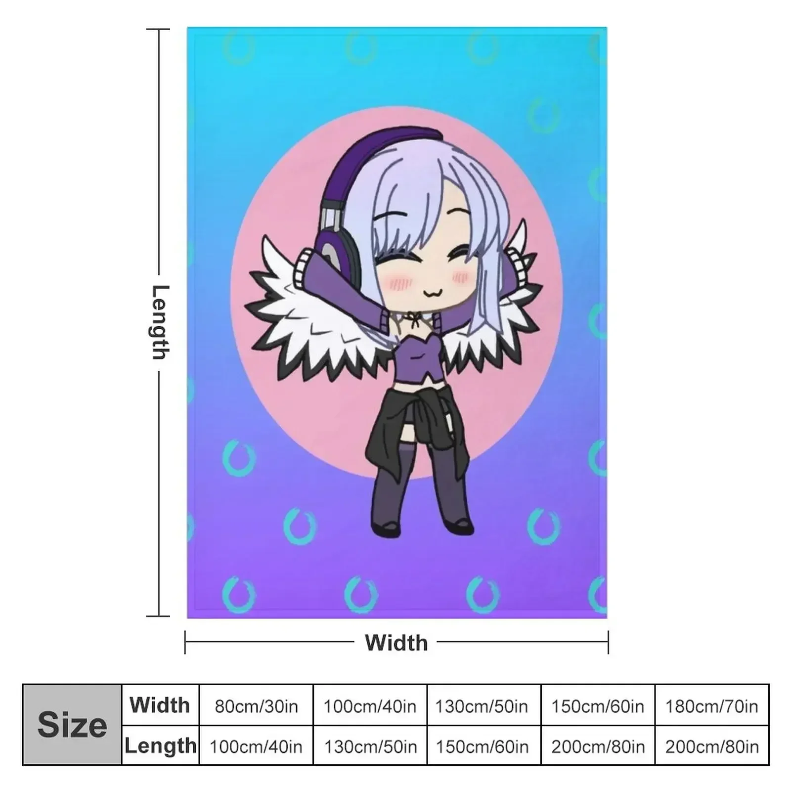 Gacha Series Girl Naomi Luna - cute Gacha Girl with wings Throw Blanket couch cozy soft plush fuzzy picnic outdoor blanket