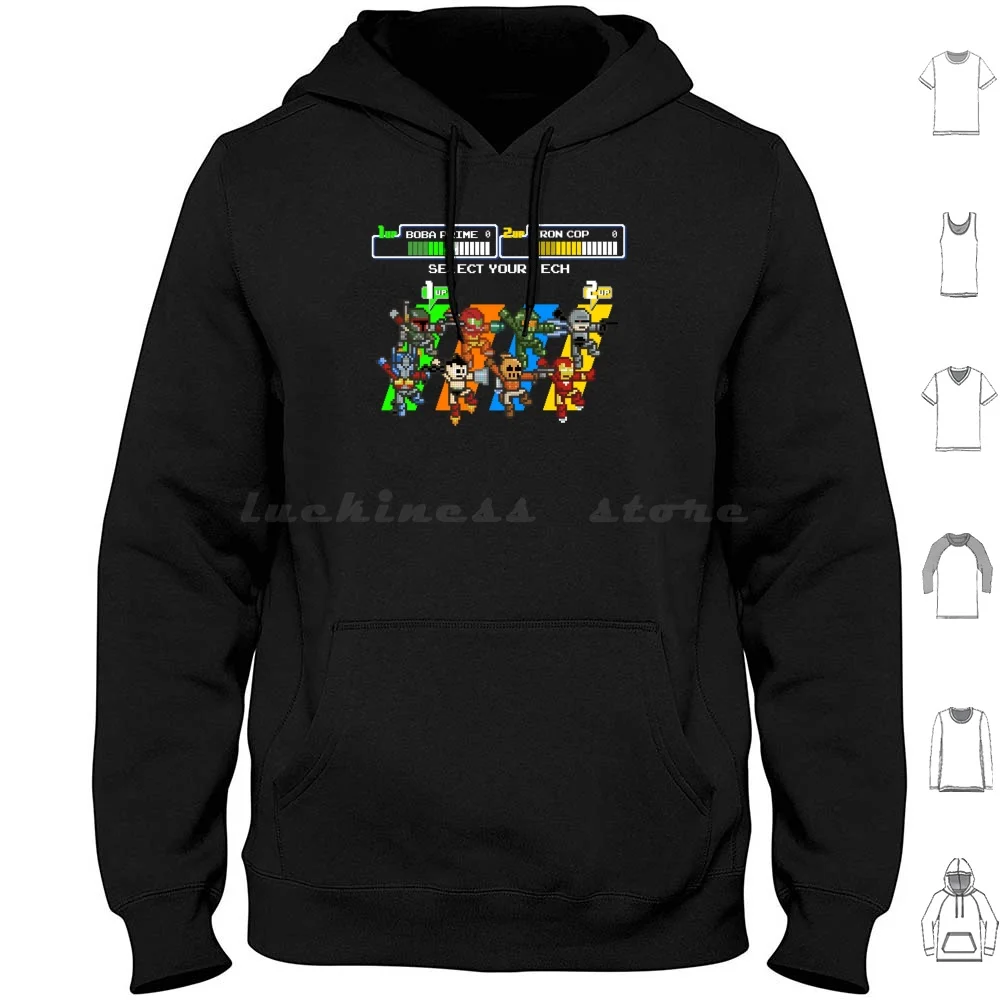 Select Your Tech Hoodies Long Sleeve Retro Arcade Pop Culture Mashup Video Games Gaming Vintage Movies Tv Family Fun