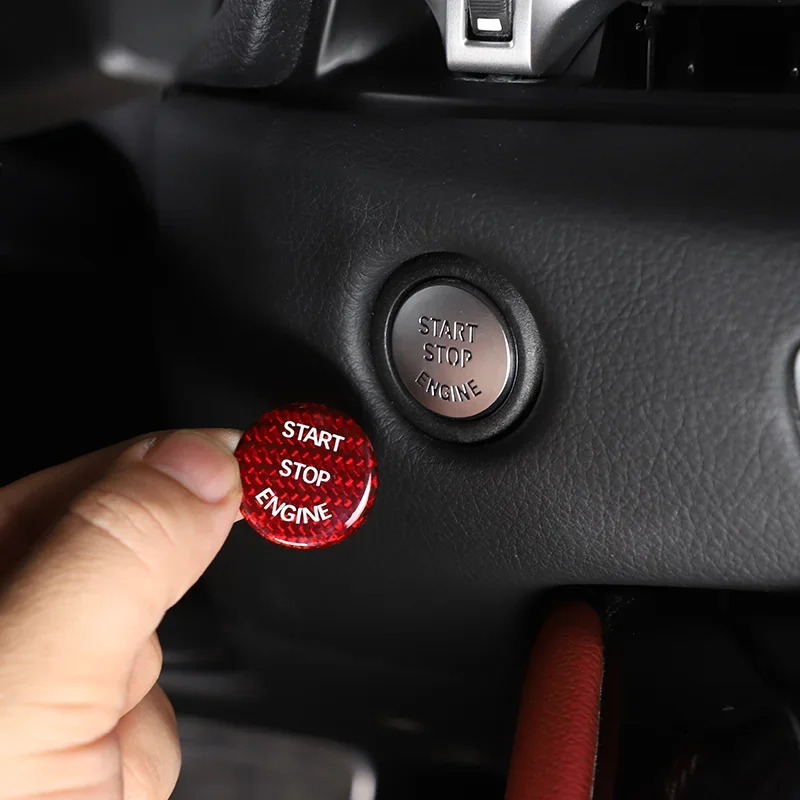 

Carbon Fiber Red Black Start Stop Engine Push Button Key Trim Interior Accessories For Toyota GR Supra MK5 J29 A90 A91 2019-25