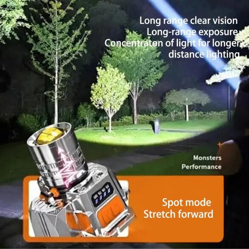 방수 강한 헤드램프 헤드 마운트 야외 낚시 램프, 줌 야간 낚시 야외용 충전식 손전등