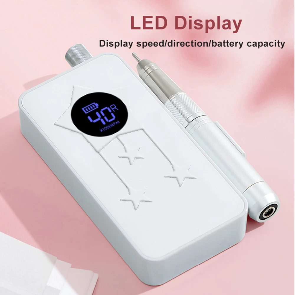 40000 giri/min trapano per unghie trapano ricaricabile levigatrice per unghie senza fili per manicure pedicure nail art macchina per unghie professionale a basso rumore