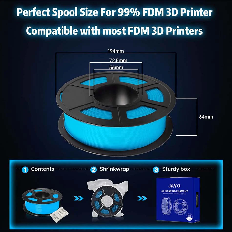 Imagem -06 - Jayo Pla Filamento 3d 1.75 mm 5.5kg Brilho no Escuro Pla Impressora 3d Filamento Ordenadamente Ferida Luminosa Material de Impressão 3d para Fdm