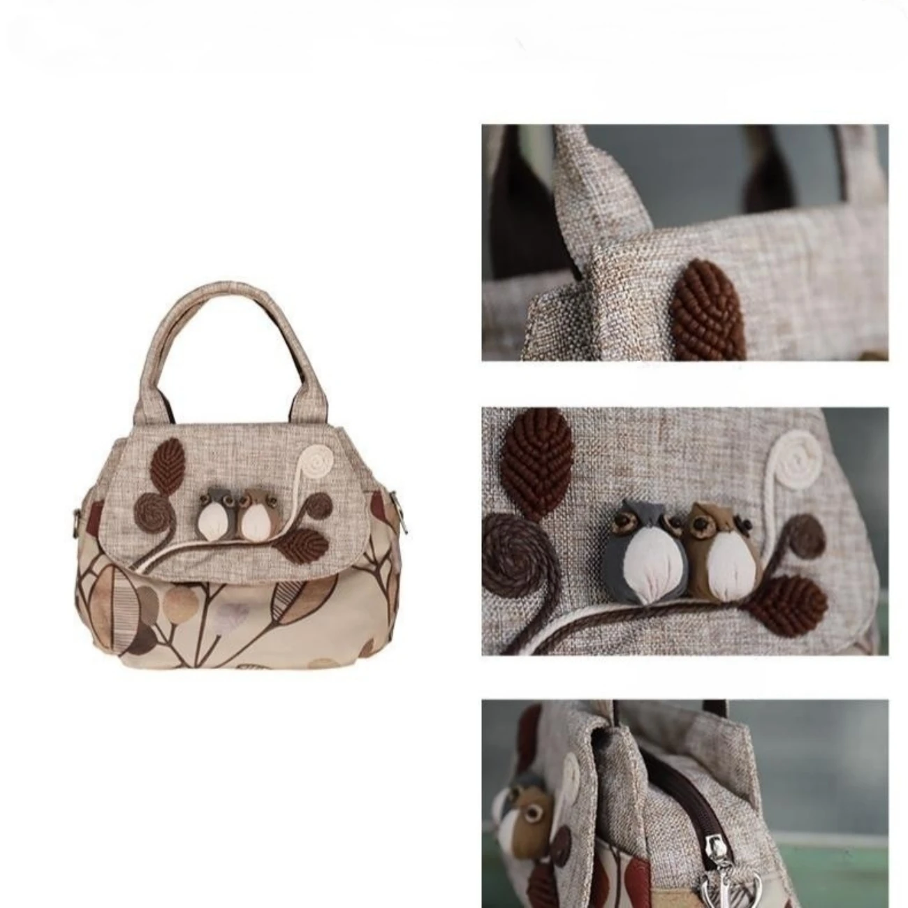 Handwoven casual canvas three-dimensional single shoulder crossbody women's bag convenient shopping bag