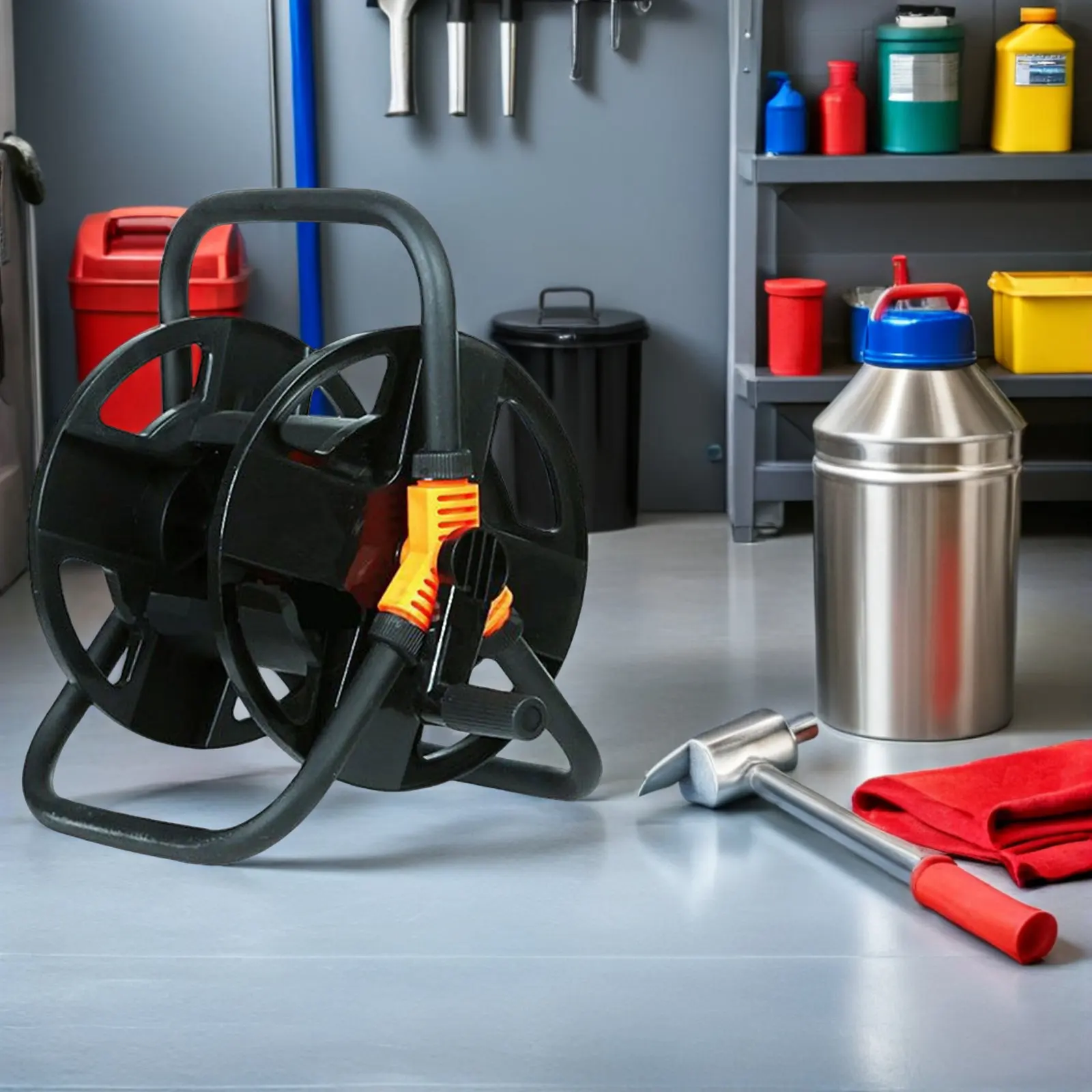 

20-метровая сверхпрочная катушка для садового шланга с плавной системой сматывания, держатель для уличного водяного шланга, компактный дизайн