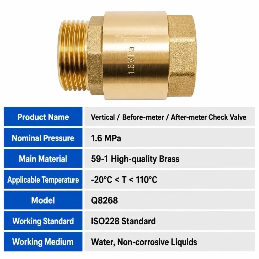 Durable BSPP Thread Brass Check Valve 1/2