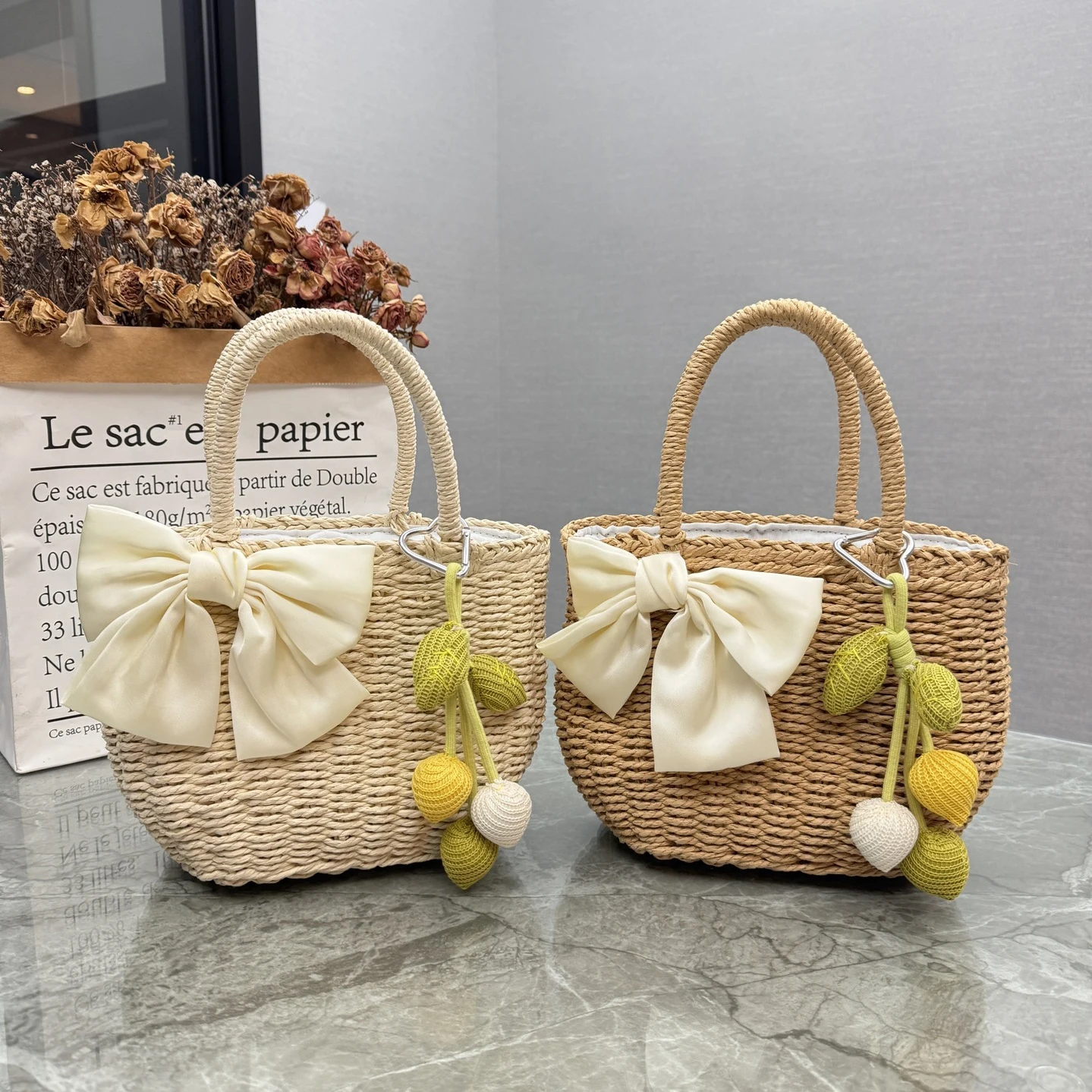 

Плетеная сумка ручной работы из травы для женщин, с внутренней подкладкой, летняя сумка для отпуска, подарочная корзина, плетеная сумка с бантом