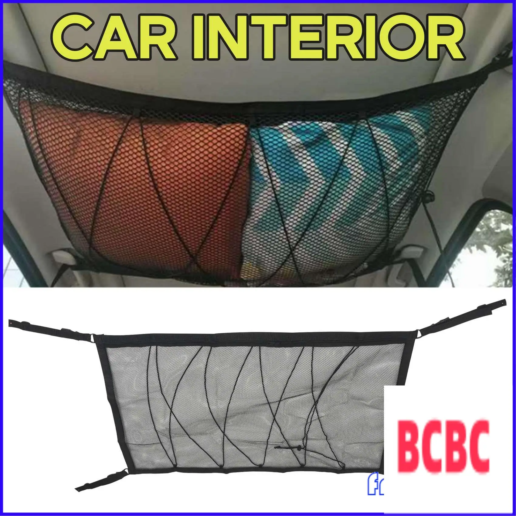 BB-Car Deckenaufbewahrungsnetz, Tasche, Dach, Innenraum, Gepäcknetz, Tasche, Kofferraum, Aufbewahrungstasche, Kleinigkeiten, Aufbewahrungsorganisator, Schwarz