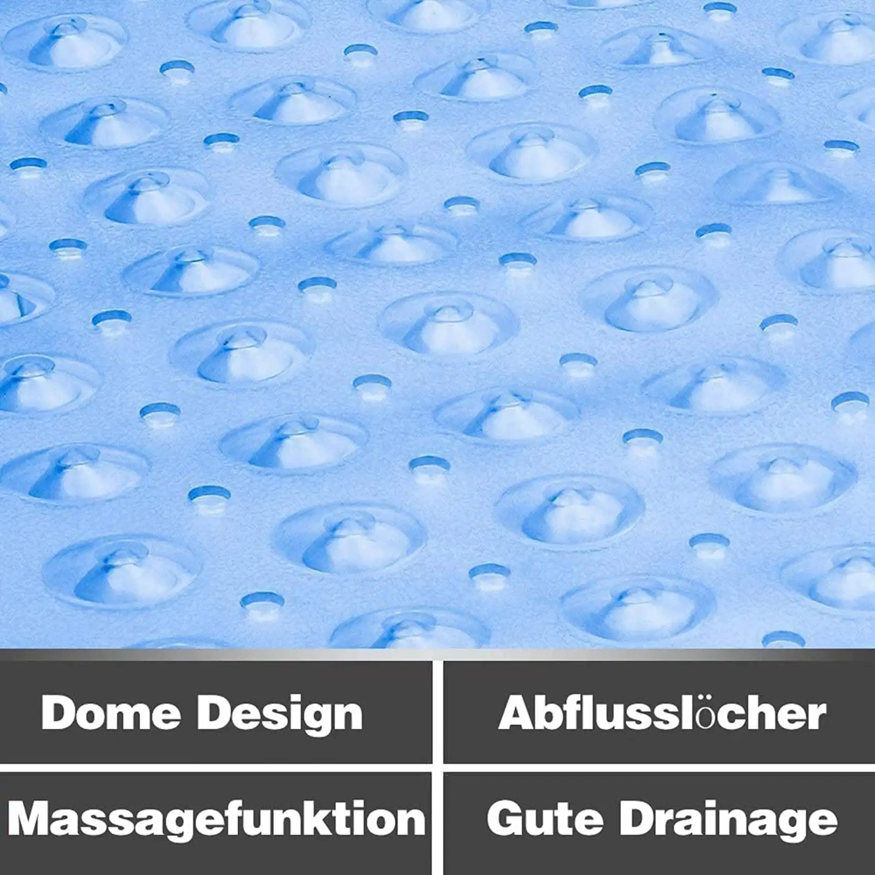 Square Shower Mats, 53 x 53 cm, Non-Slip Bath Mats, Anti-Mould Bath Mats with Suction Cup, Safety Bathroom