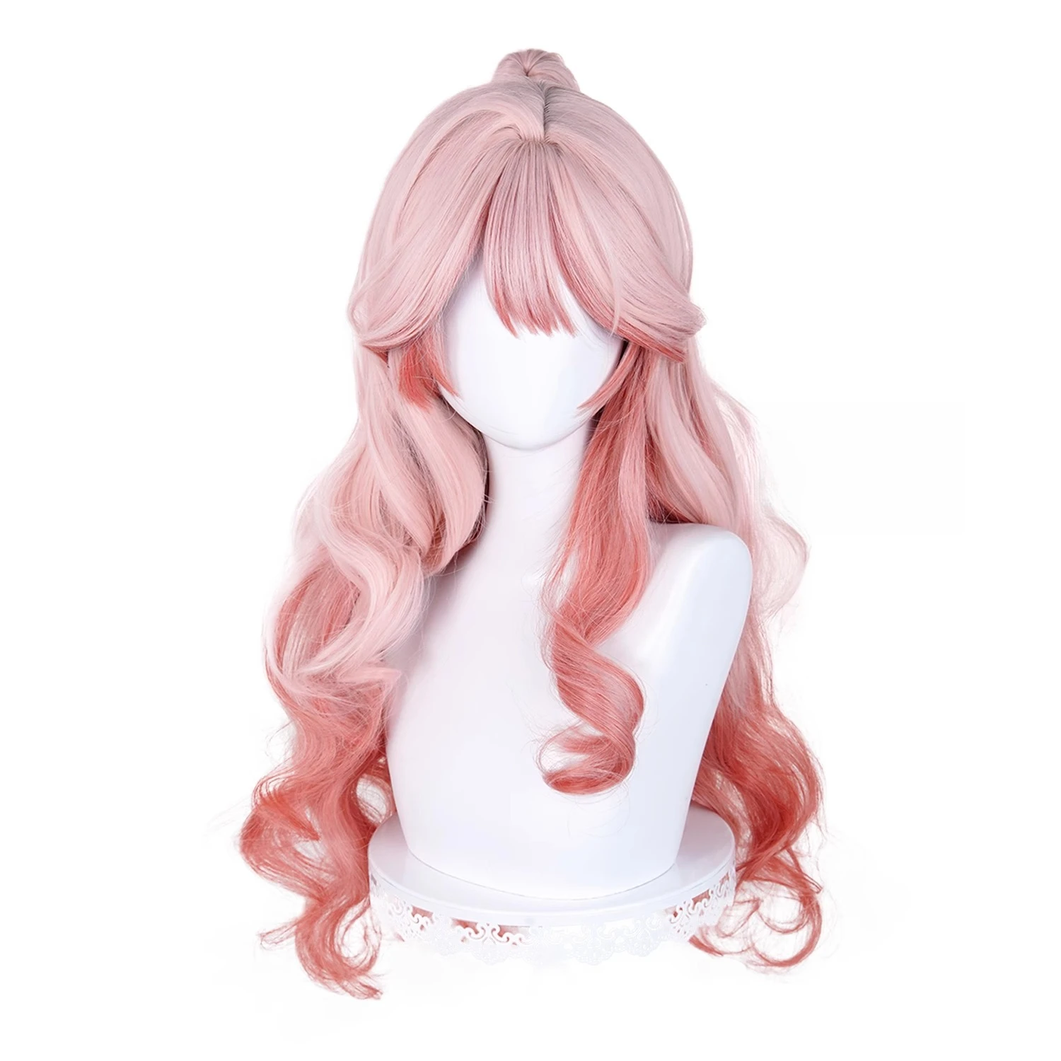 Arknights Haruka Cosplay Pruik Hanyu Momoka Rood Gradiënt Lang Krullend Paardenstaart Synthetische Pruiken Voor Vrouwen Meisjes Shino Haruka Halloween