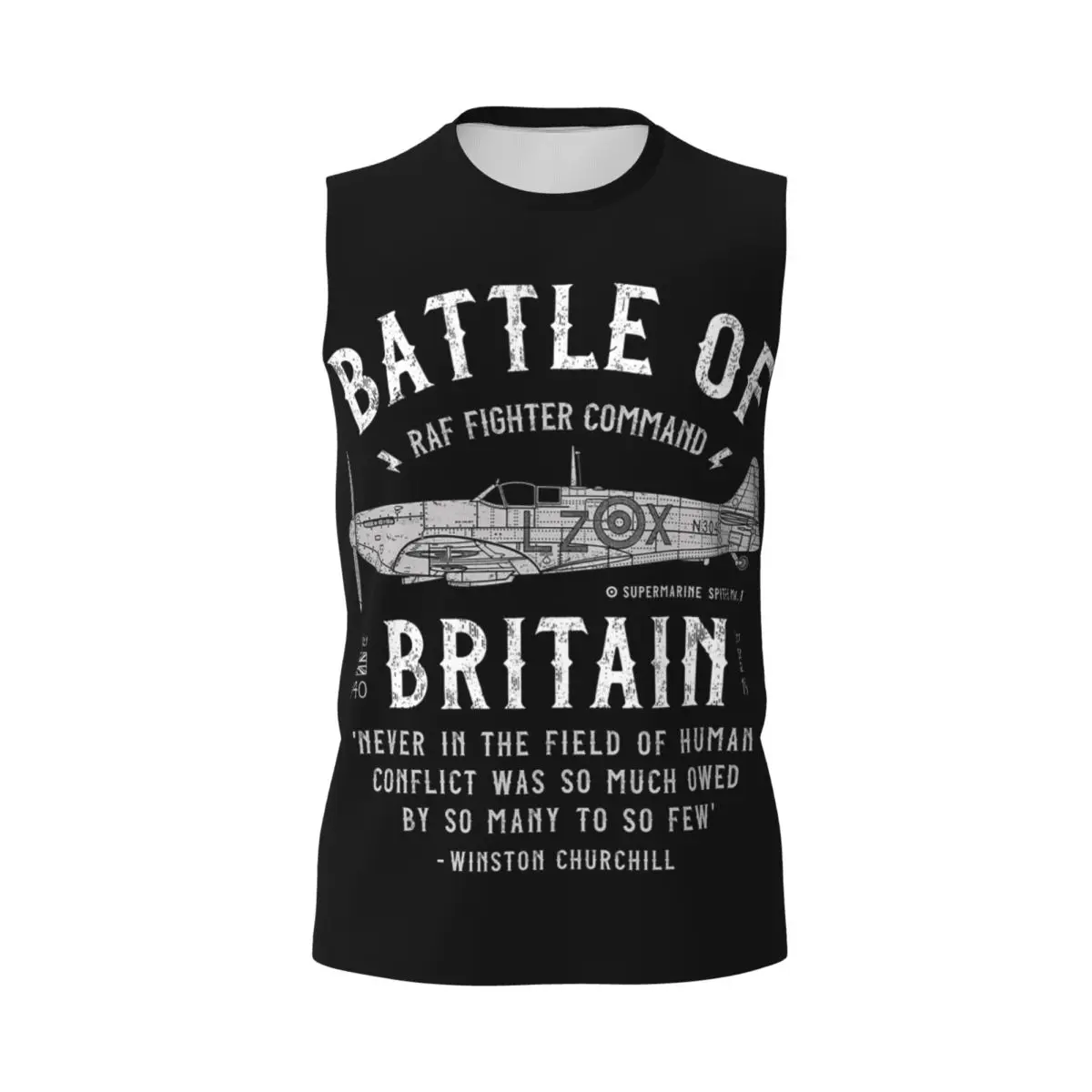 Battle Of Britain Spitfire Men Printed Sleeveless T-shirt Casual Hip Hop Street Style Beach Holiday Tank Tops