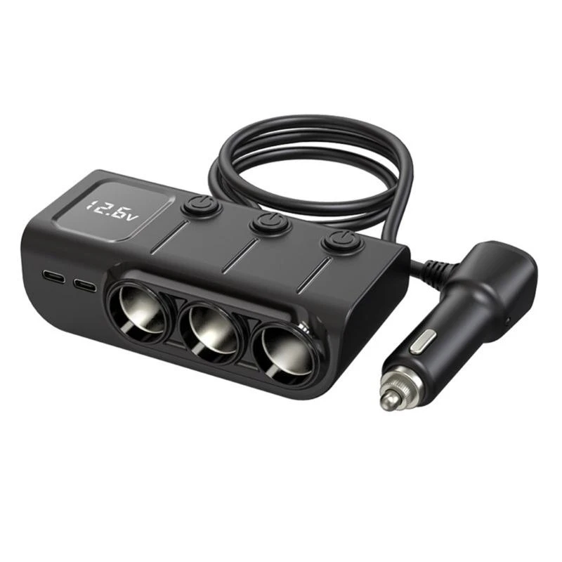 

F68B 120W Car with 2 USB C and 3 USB A Port Cigarettes
