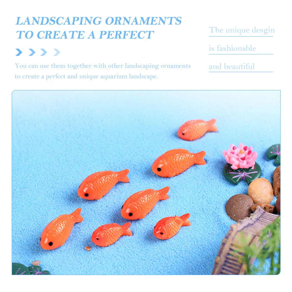 20 Pcs Micro Landscape Ornament Miniature Resin Red Fish Toy Fake Small Tank Model Decor Tanks Artificial