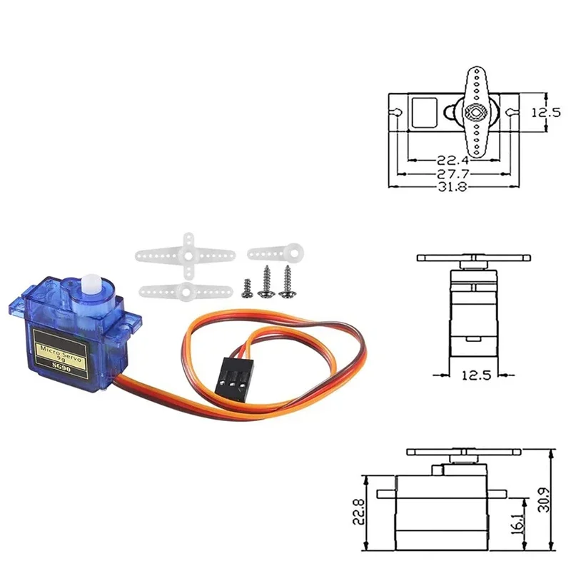 1-5PCS SG90 9G Micro Servo Servo Motor for RC Planes Robot Arm 180°/360° Fixed-Wing Servo Motor Control for Airplane Helicopter