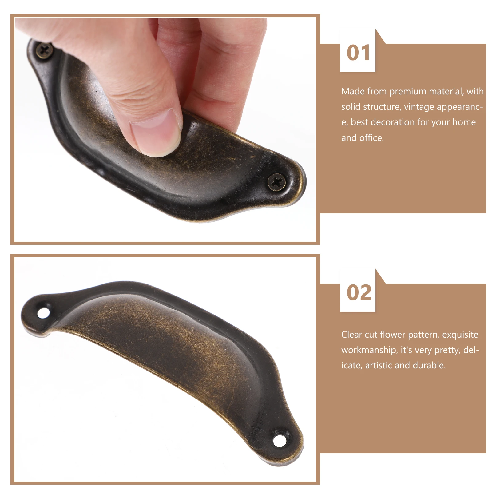 

10pcs Shell H Drawer Pulls Iron Vintage Bar Cabinet Retro Dresser Knobs Cabinet Furniture Kitchen Cupboard Door H les