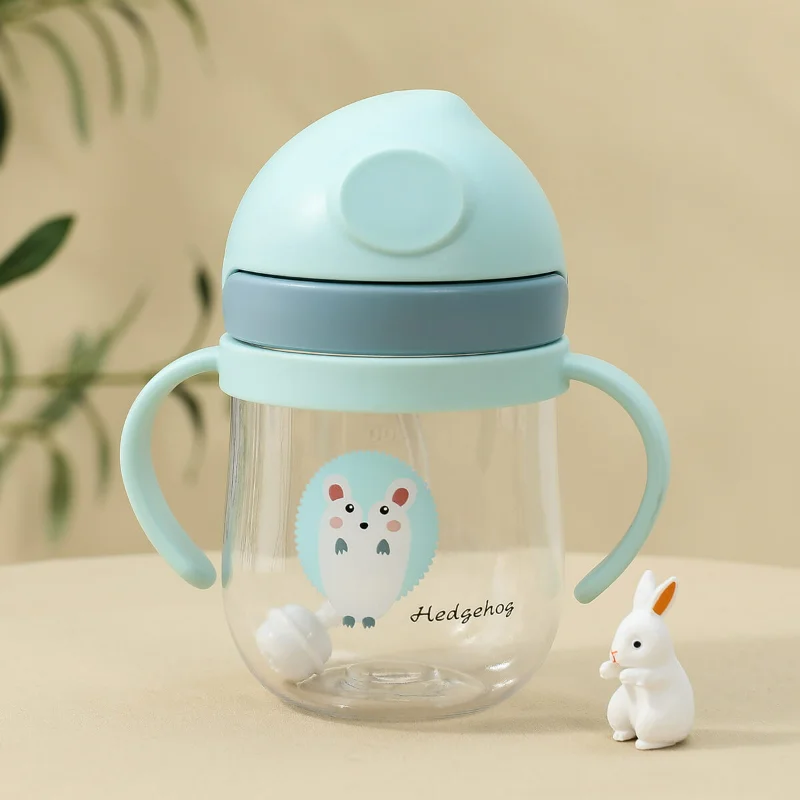 

Baby Bottle Animal Printed Auxiliary Straw Cover Drinking Cup, Kids Cartoon Feeding Cups Leakproof Bottles Outdoor Children Cup