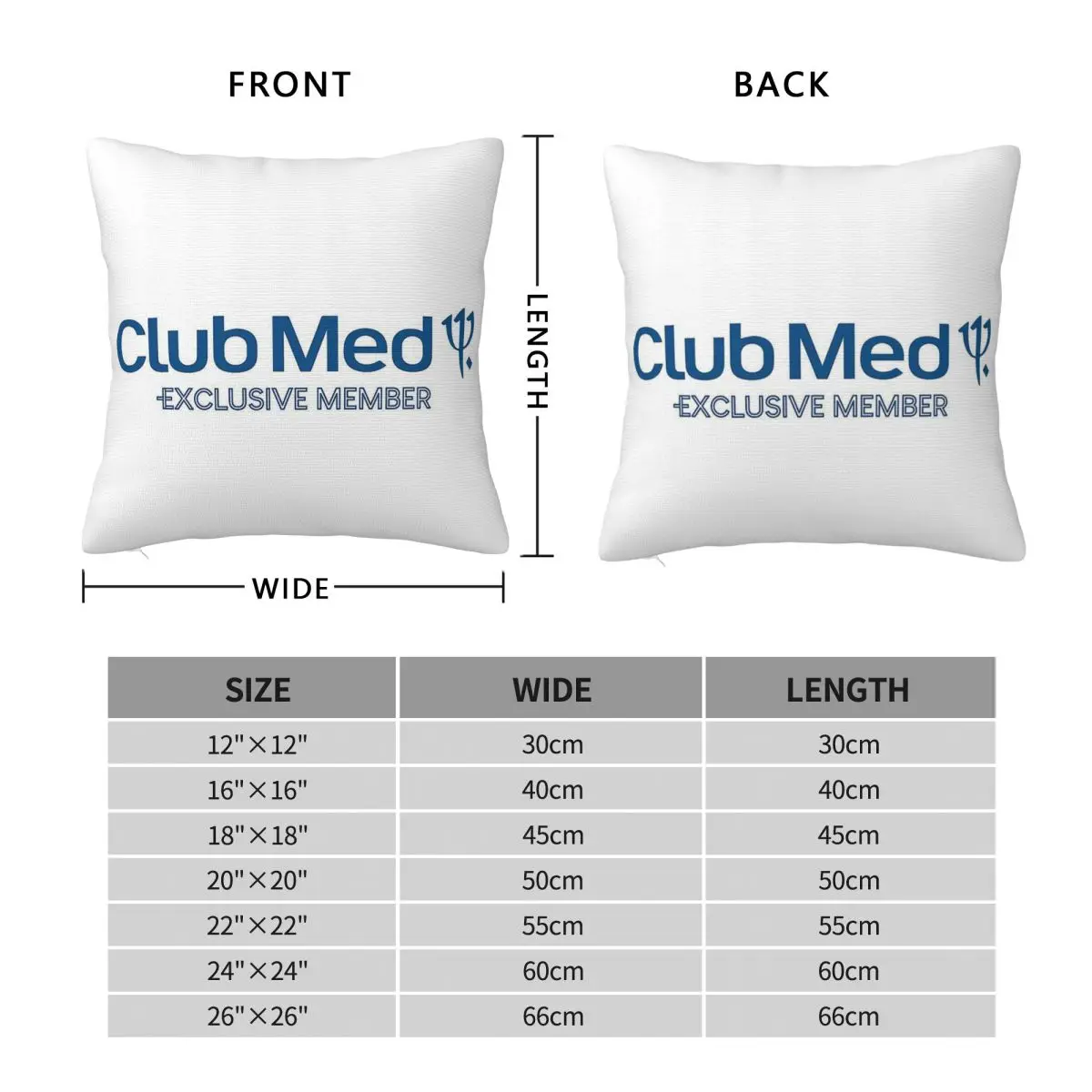 Club Med Exclusive Member Square Pillowcase Polyester Linen Velvet Creative Zip Decor Throw Pillow Case Bed Cushion Case 45x45