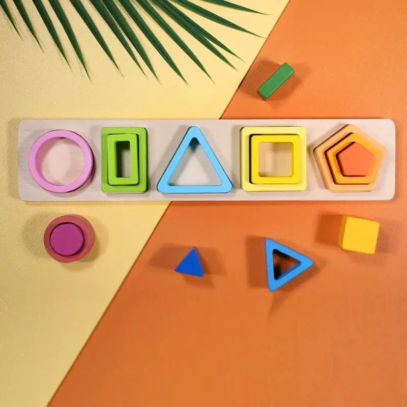 Wooden Shape Sorter Stacking Toy, Color Matching Blocks, Educational Toy for Kids, Christmas and Birthday Gift