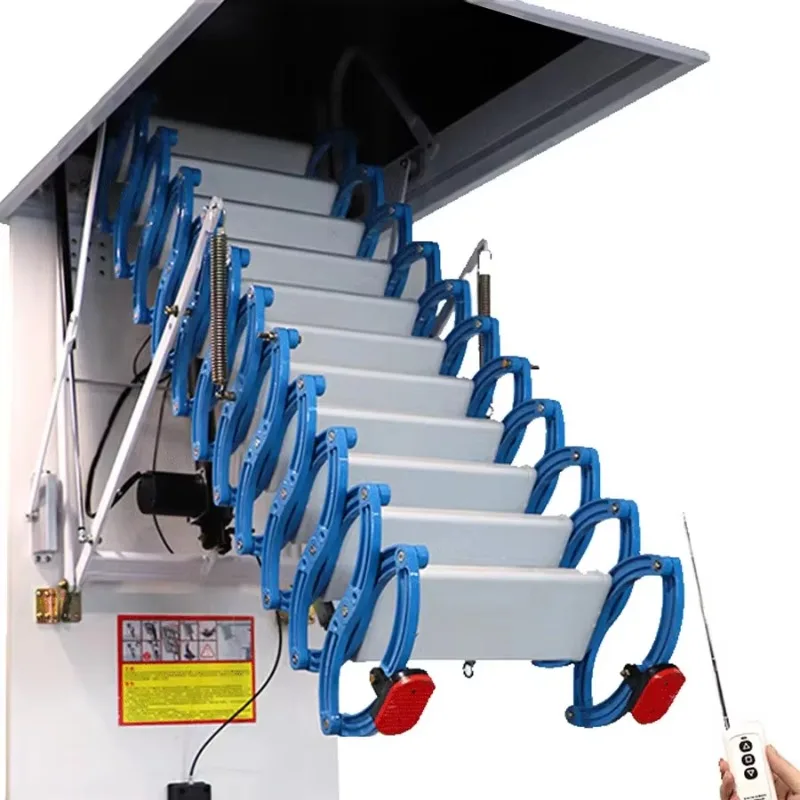 Customized New Model Portable Manual Telescopic Folding Ladder Aluminum Alloy Handrail Attic Stairs 3.5m Extended Height 500KG L