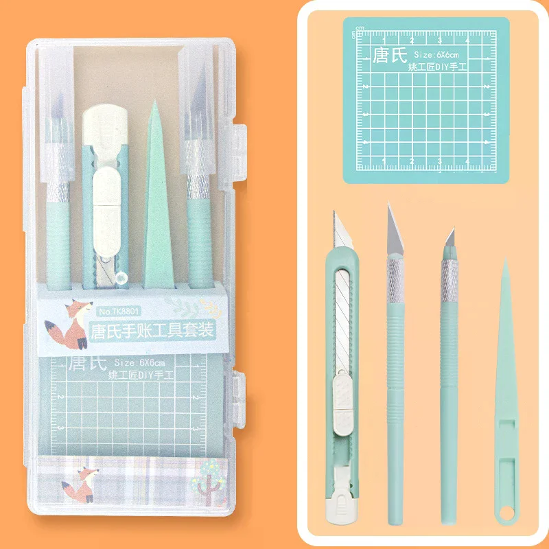 Complete doe-het-zelf scrapbookingtoolkit met pennen, vleesmessen, pincetten en snijmatten – niet-intrekbaar handvat voor dagelijks gebruik