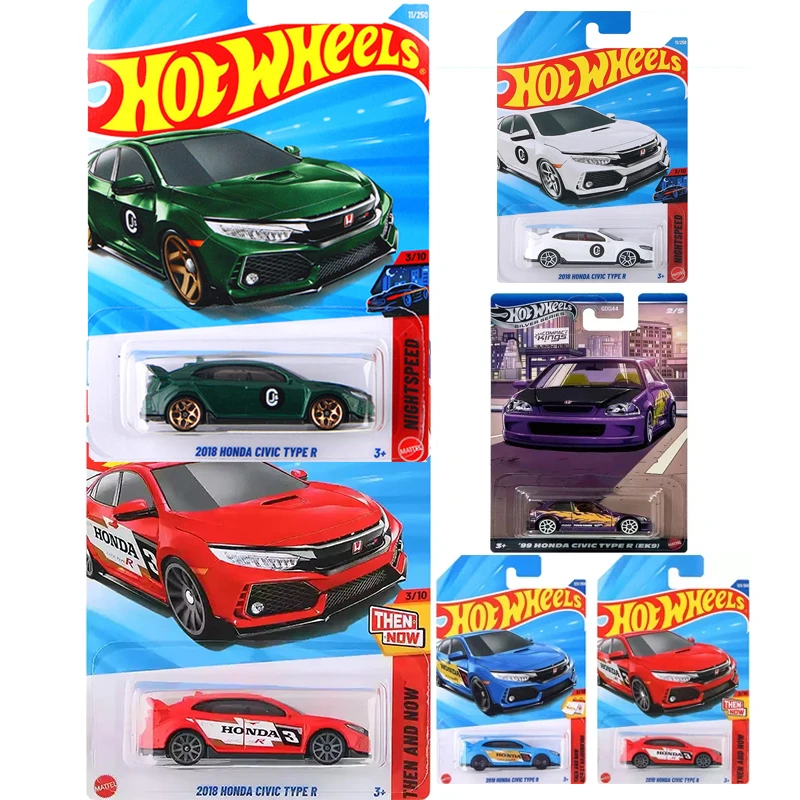Hot Wheels Original 2018 Honda Civic Type R 1/64, Modelo de Vehículo de Aleación Fundida a Presión, Colección Nightspeed, Auto de Juguete Coleccionable, Regalo