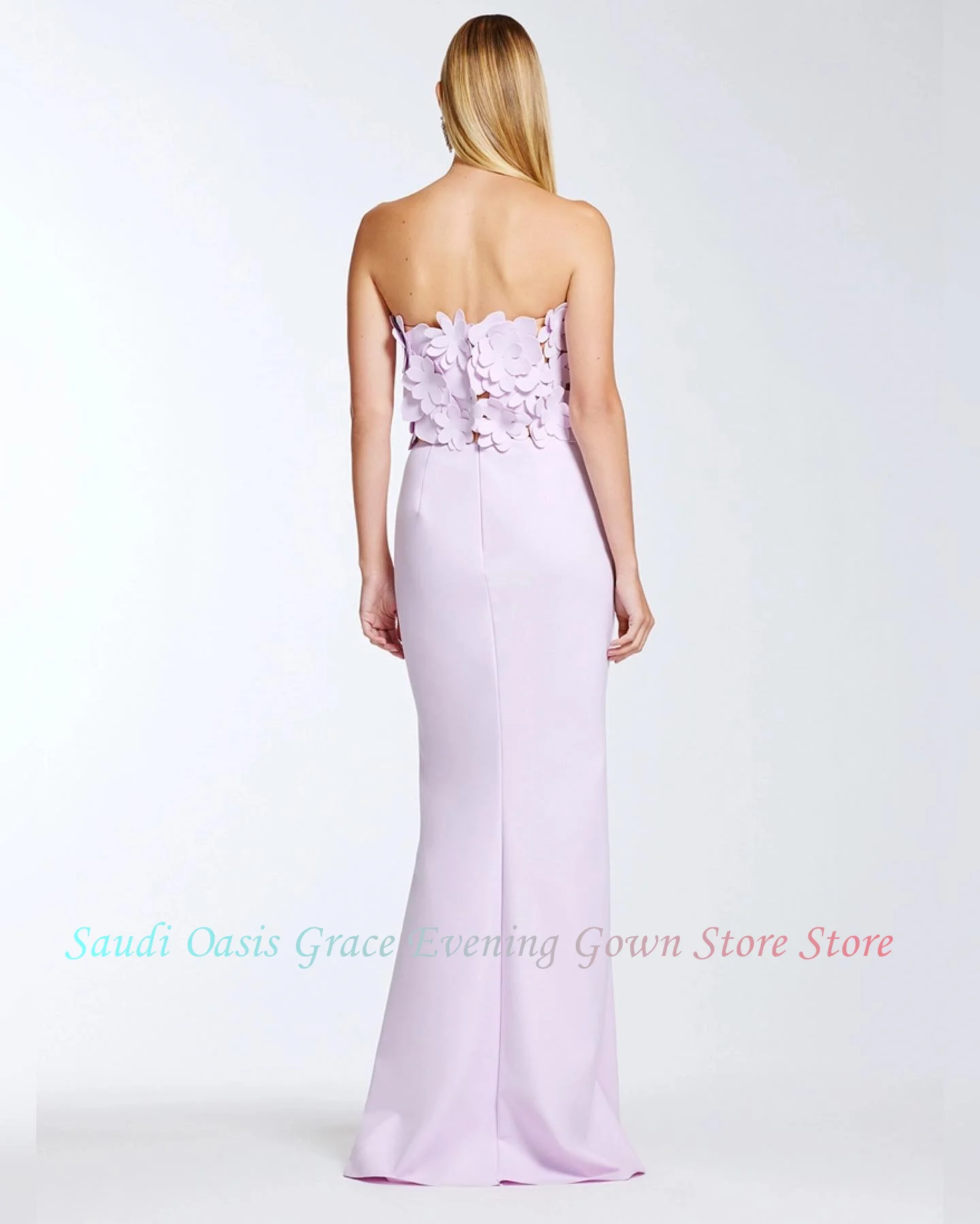 Customized Customized Simple Lavender Jersey Evening Dress Mermaid High Quality Handmade Flowers Homecoming Dresses Court Train