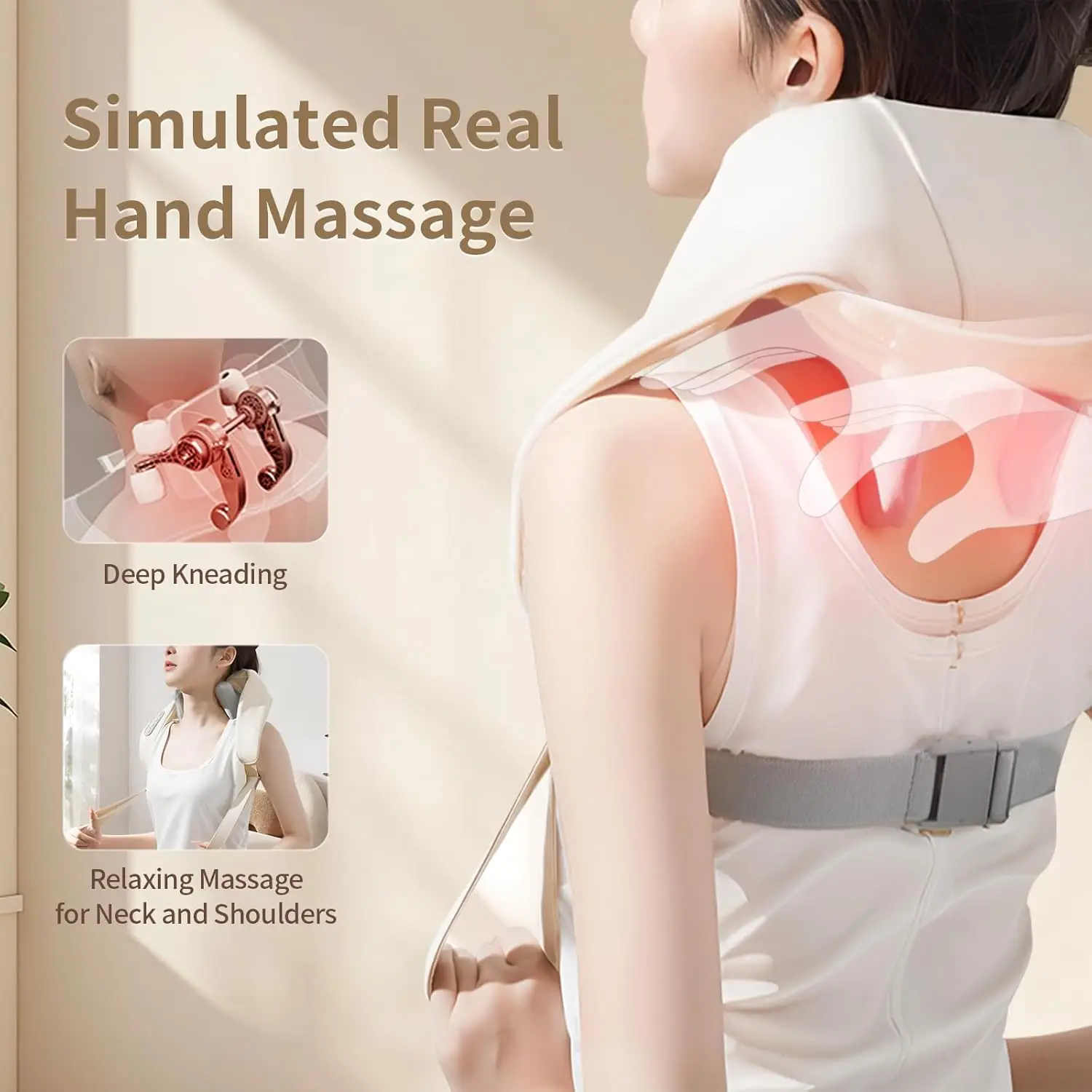 20W Wireless Massager Relief Massage Trapezius Muscle Relaxation Deep Shiatsu Simulated Human Hand Kneading Neck Electric