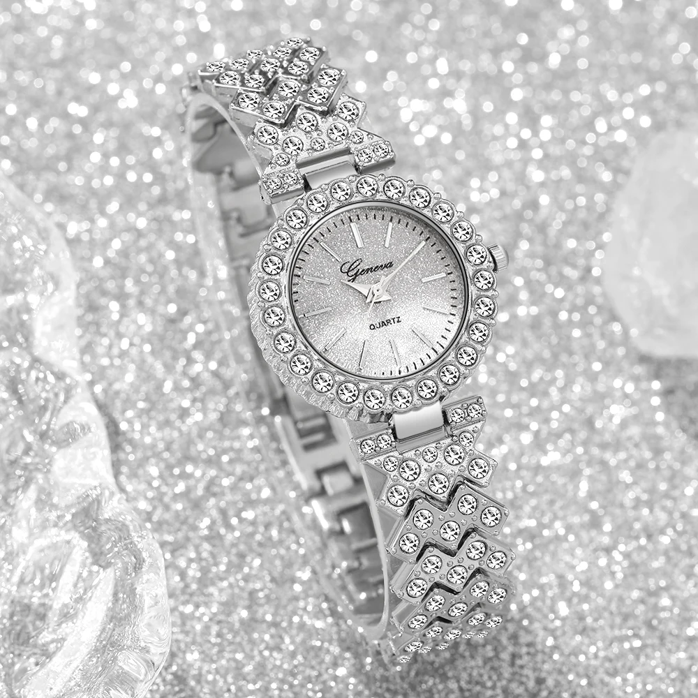 2pc elegant pointer style women's watch+accessory set, perfect match between watch and same color accessories