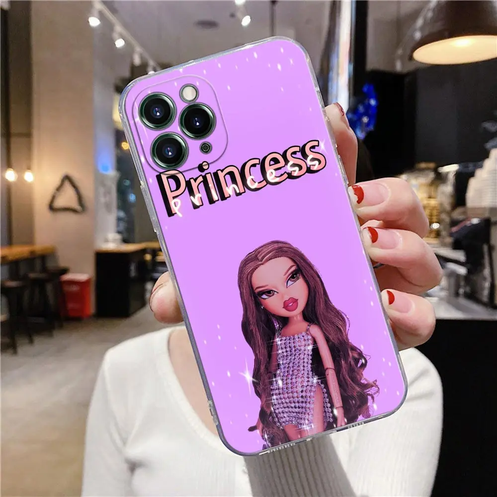 Lovely Cartoon Fashion Bratz Doll Clear Phone Case For iPhone 15 13 11 12 14 Pro Max X XS 7 8 14 Plus Cases Silicone Coque Cover