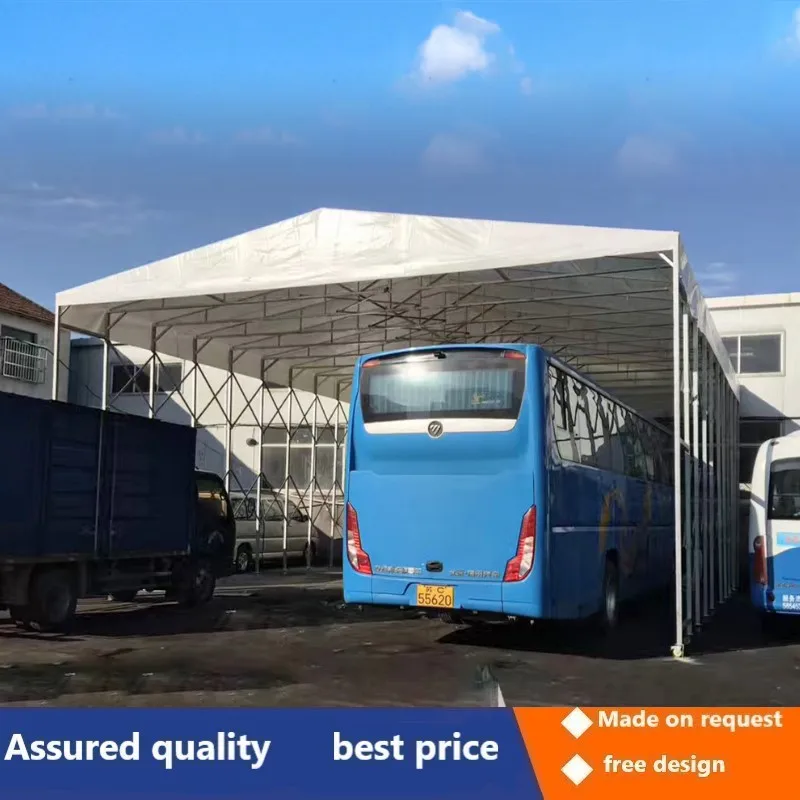 Outdoor mobile push-pull large tent telescopic folding canopy shrink warehouse canopy