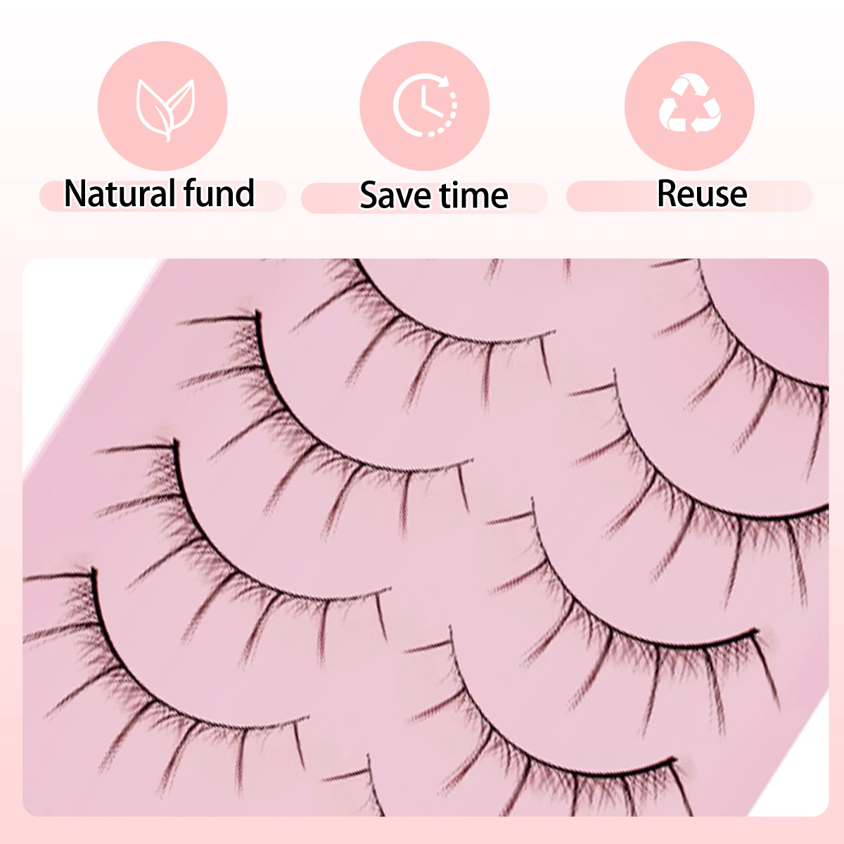 5 pares mangá anime cílios postiços macio natural longo tira fina cílios para olho grande boneca efeito de maquiagem