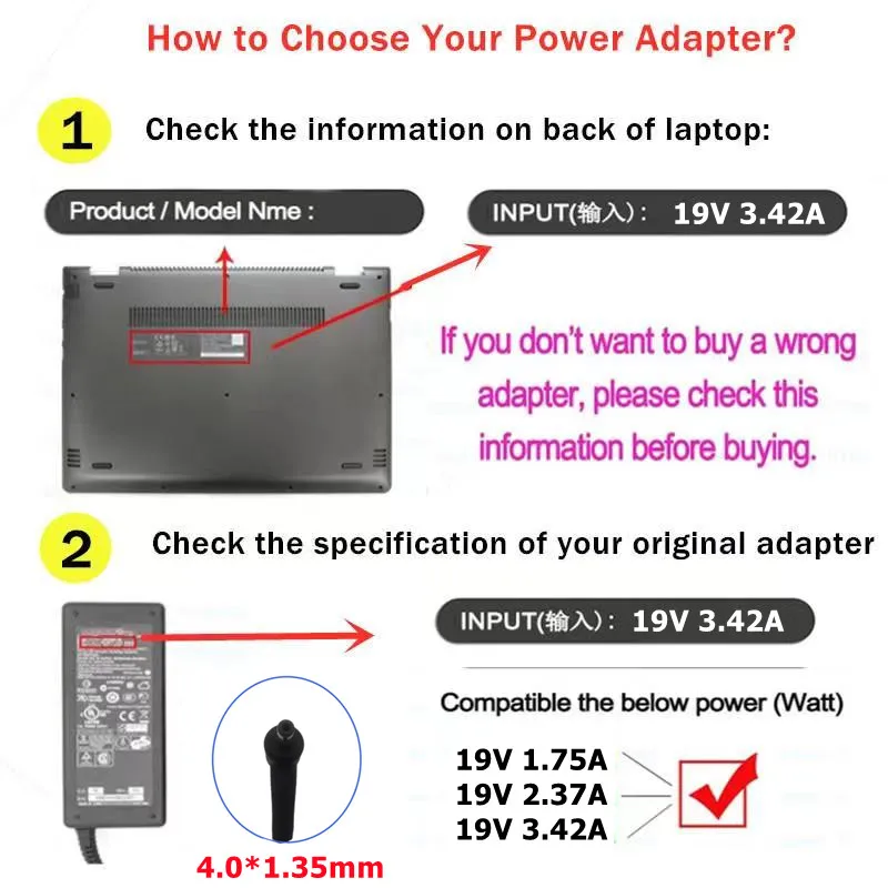 ラップトップアダプター19v 3.42a 65w 4.0*1.35 ADP-65DW ux21 ux31a ux32a ux301 u38n ux42vs ux50 ux52vsの電源充電器