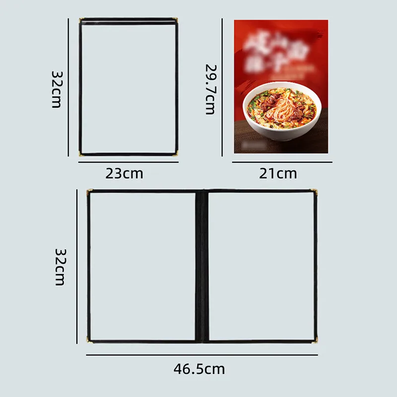 Penutup Menu Transparan PVC Dapat Dilipat A4 Penutup Menu Restoran Bening Buku Pajangan Tempat Kertas Menu Pelindung Dapat Digunakan Kembali Baru