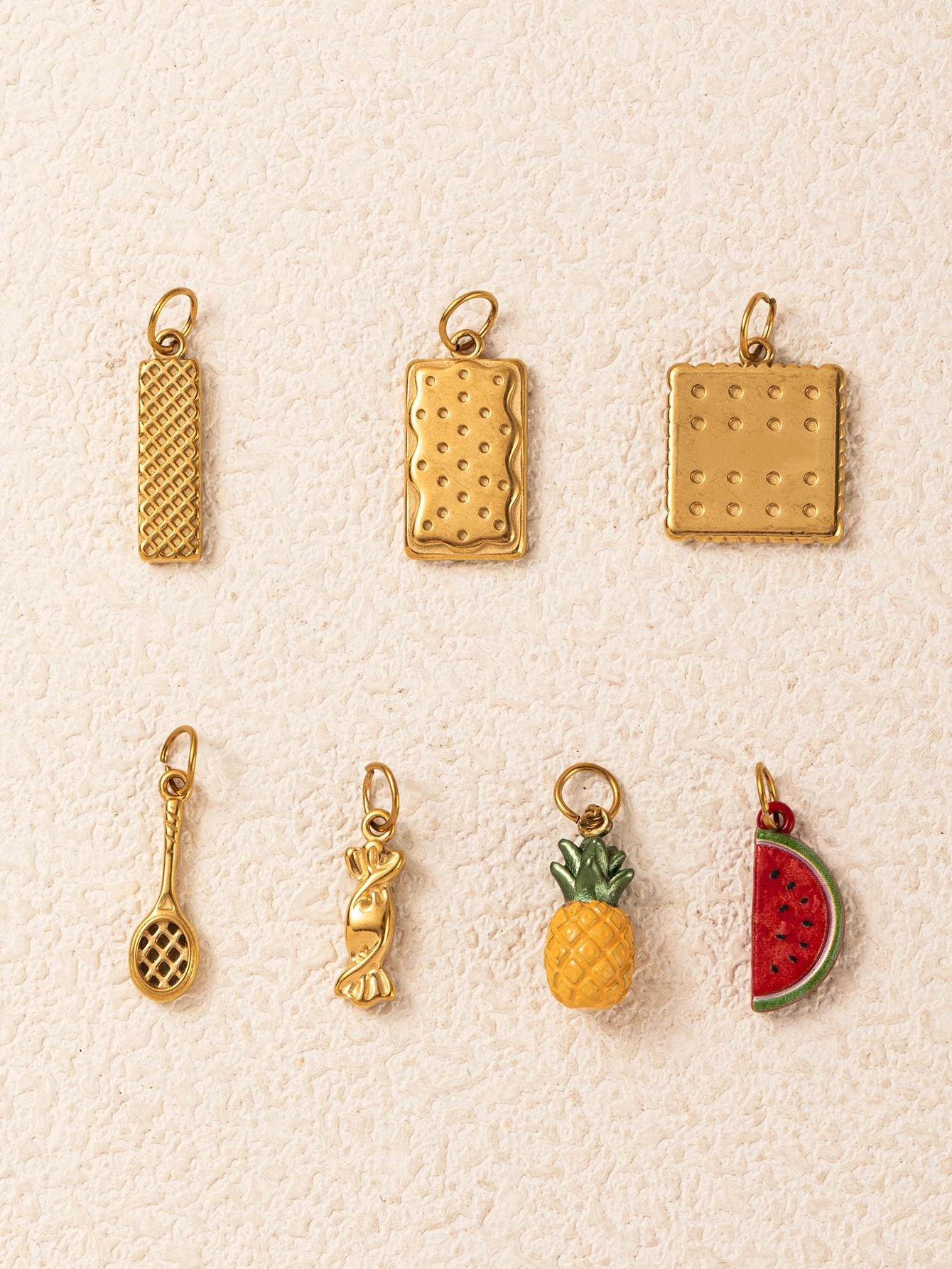 316 Edelstahl Wasserdicht Farberhaltend Einfach Frisch und Niedlich Keks-Ananas DIY Anhänger Charms Schmuck – Detail 3