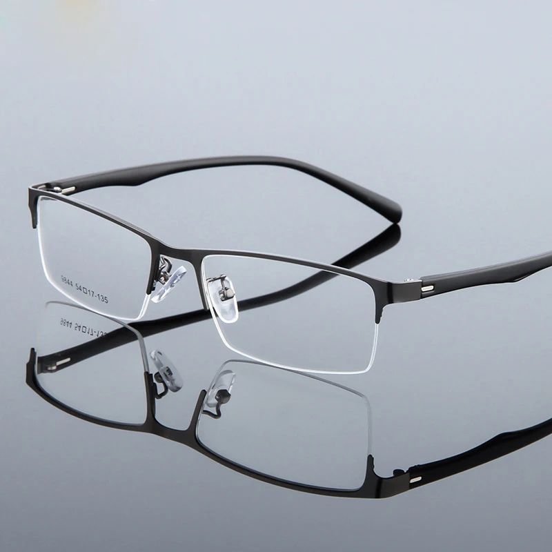 

KIZN Half Frame Myopia Prescription Glasses Alloy Photochromic Anti Blue Ray Men Business Shortsighted Eyewear -0.5 TO -10