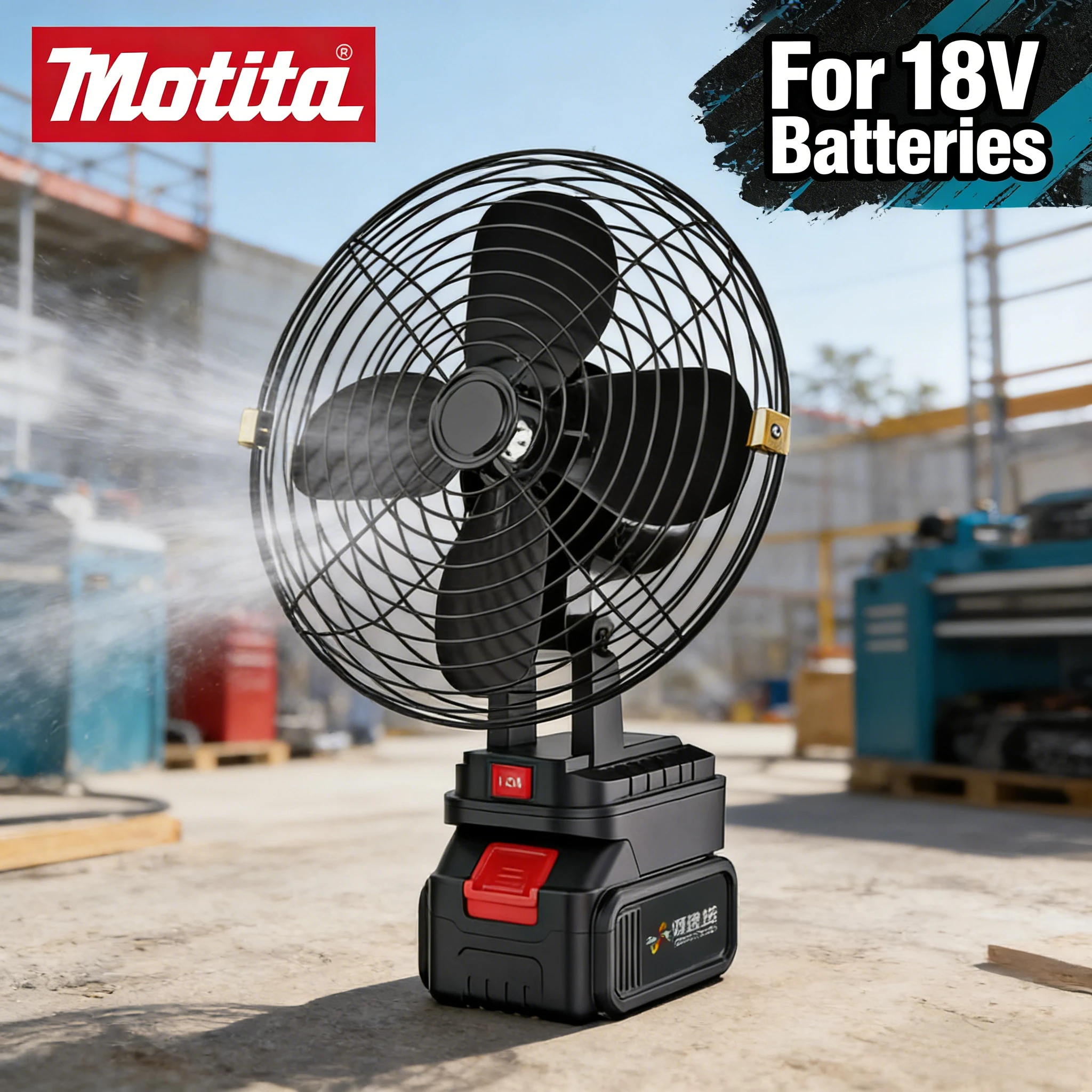 

Makita For 18V Battery Camping Fan Wireless Outdoor Fishing Desktop Portable Metal Fan Strong Wind Fan Tool