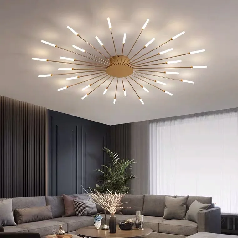 Nordic Firework Shape LED Ceiling Lights, Lâmpadas de teto, Home Decor, Sala de estar, Sala de jantar, Quarto, Villa Art