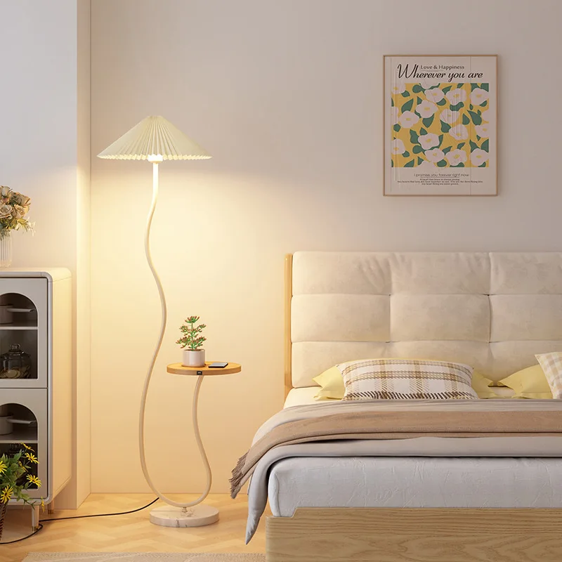 Floor lamp shelf integrated living room sofa coffee table table lamp Nordic simple intelligent wireless charging atmosphere