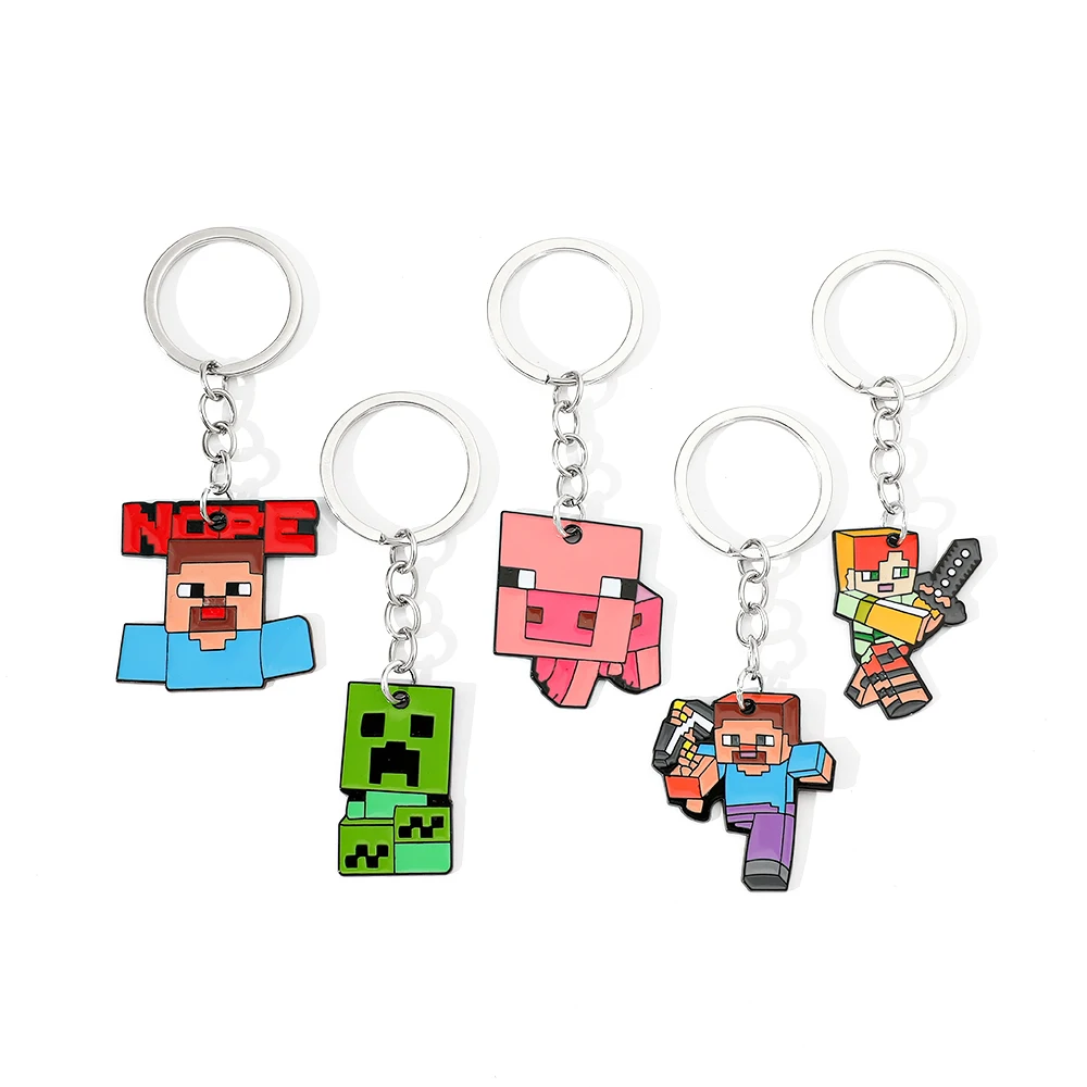 Cute Pixel World Enamel Keychain Pendant Game Movie Periphery Accessory for Fans And Friends Gifts