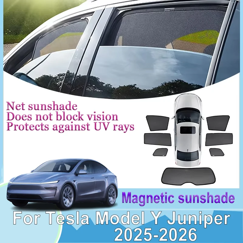 For Tesla Model Y Juniper Accessories 2025-2026 Mesh Magnetic Sunshade Windshield Visors Privacy Curtain Sticker Car Accessories