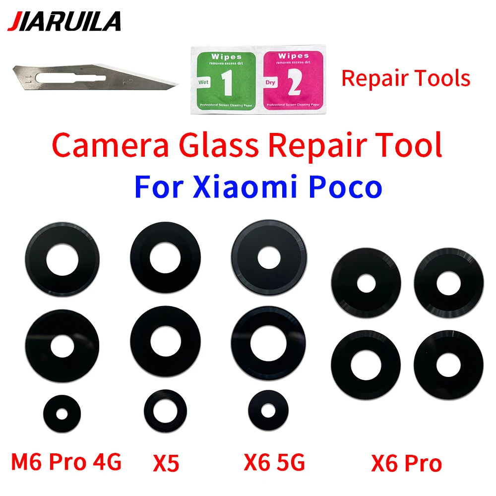 10 pcs Back Rear Camera Glass Lens For Xiaomi Poco F6 M6 5G M6 Pro X5 X6 Pro  Big Camera Glass with Sticker Adhesive