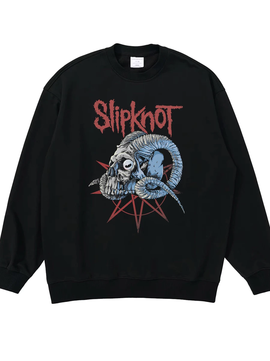 Retro Vintage Loose Fit round Neck Sweatshirt Digital Direct Printing Rock Band Graphic Pullover Breathable Cotton Youthwear