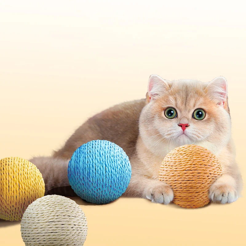 

6CM Big sisal hemp Rope Cat Scratching Ball Toy For Kitten Teeth Cleaning Anti Bite Interactive Pet Toy