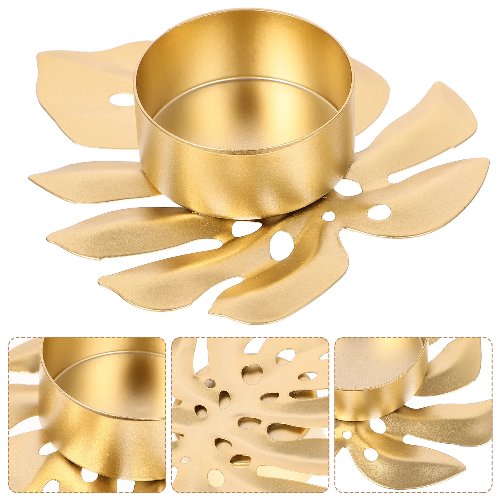 

2Pcs Iron Candlestick Holder Stylish Gold Finish Tea Light Holders for Desk Decor Creative Gift for Festivals Tabletop