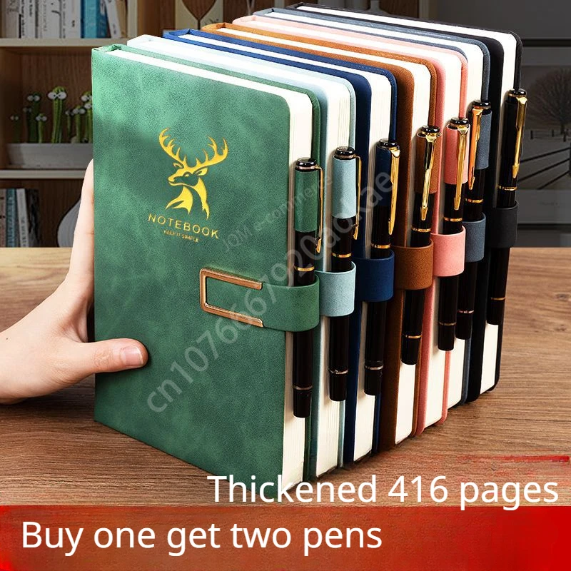 Notebook Office A5 Leather Business Notepad Thick Leather Book Hard Leather Diary Deer Head