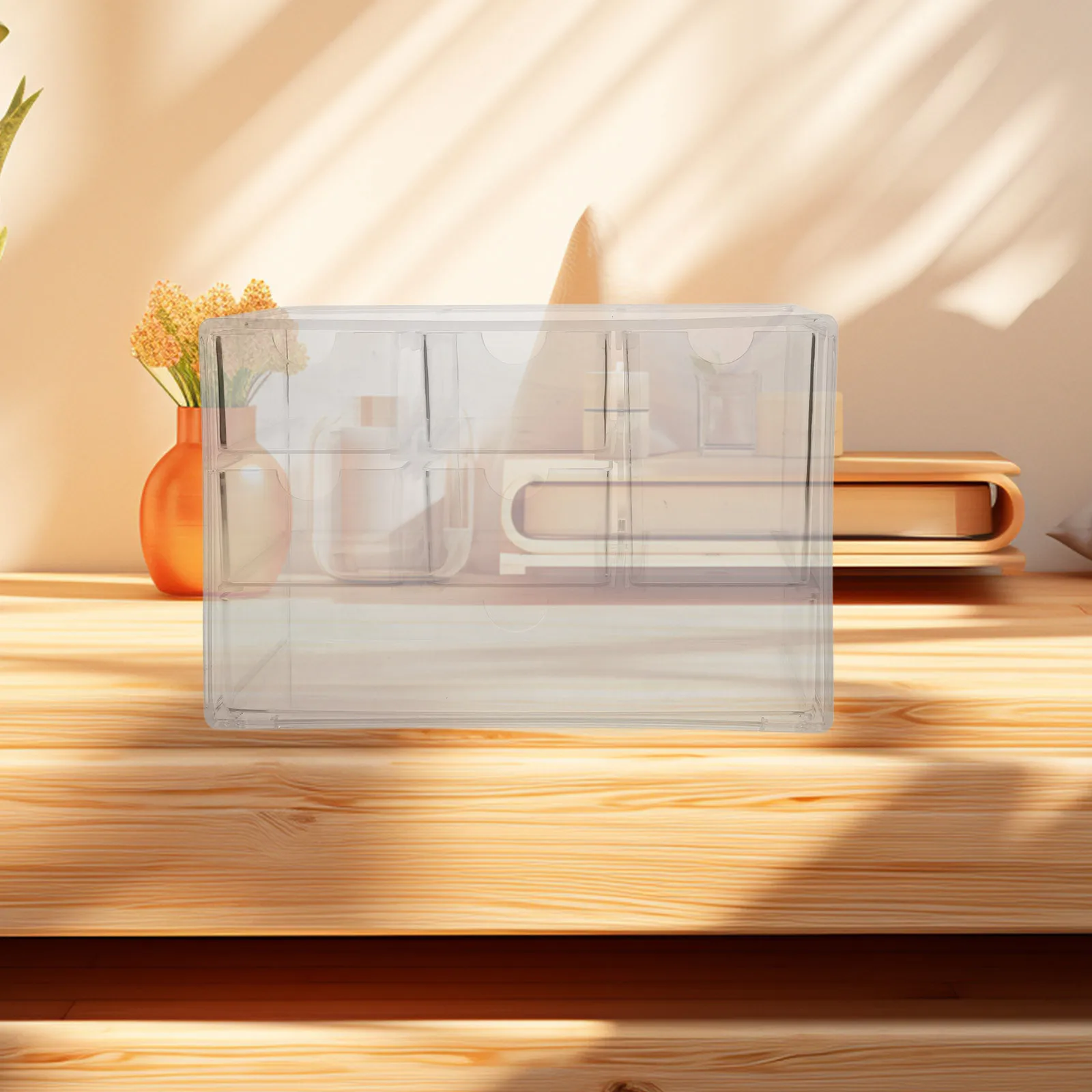 

Office Desk Drawer Storage Box Plastic Desktop Organizer Bagged Organiser Transparent with Drawers Mini Student