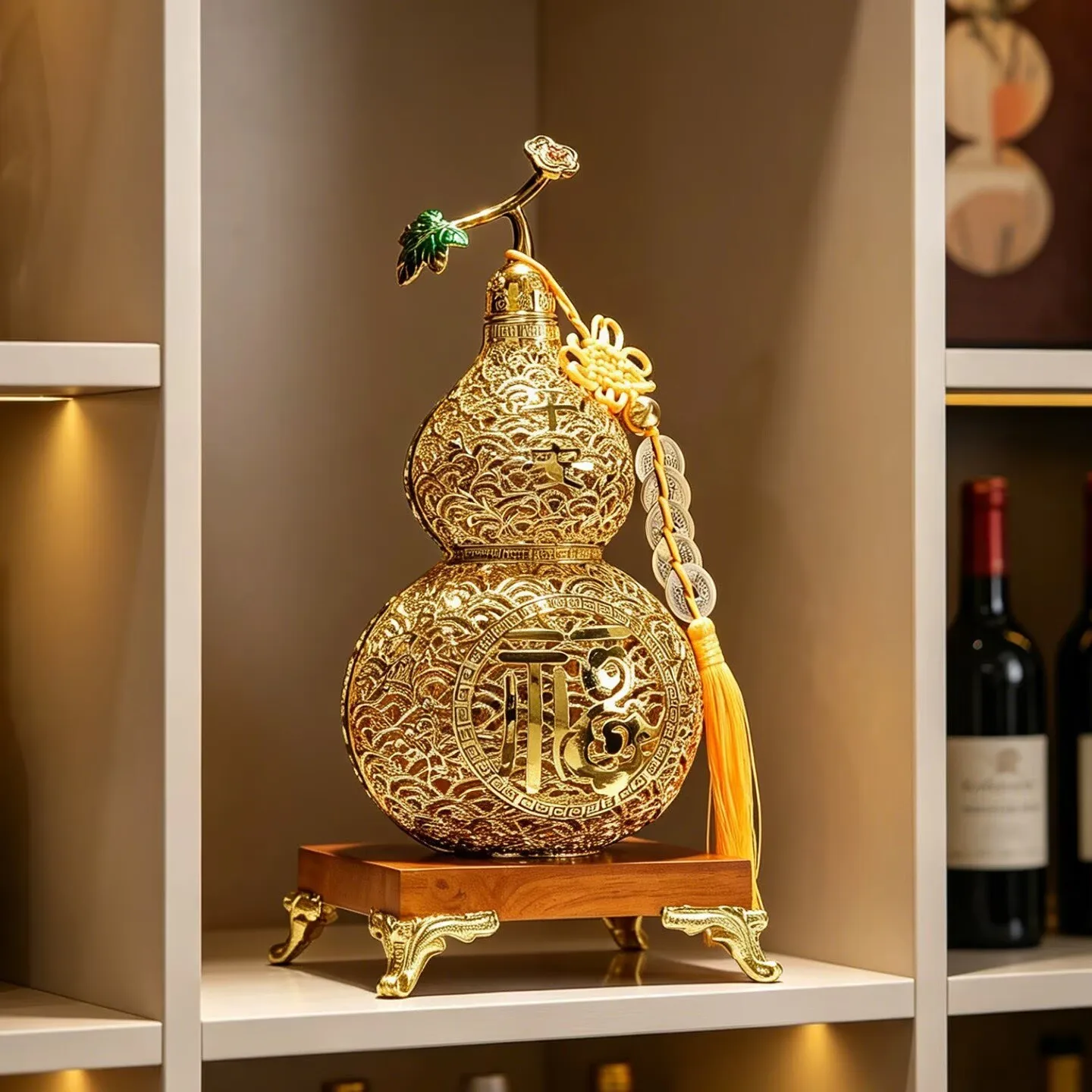 Enamel colored filigree luxurious gourd ornament luxury living room TV cabinet wine cabinet decoration housewarming gift